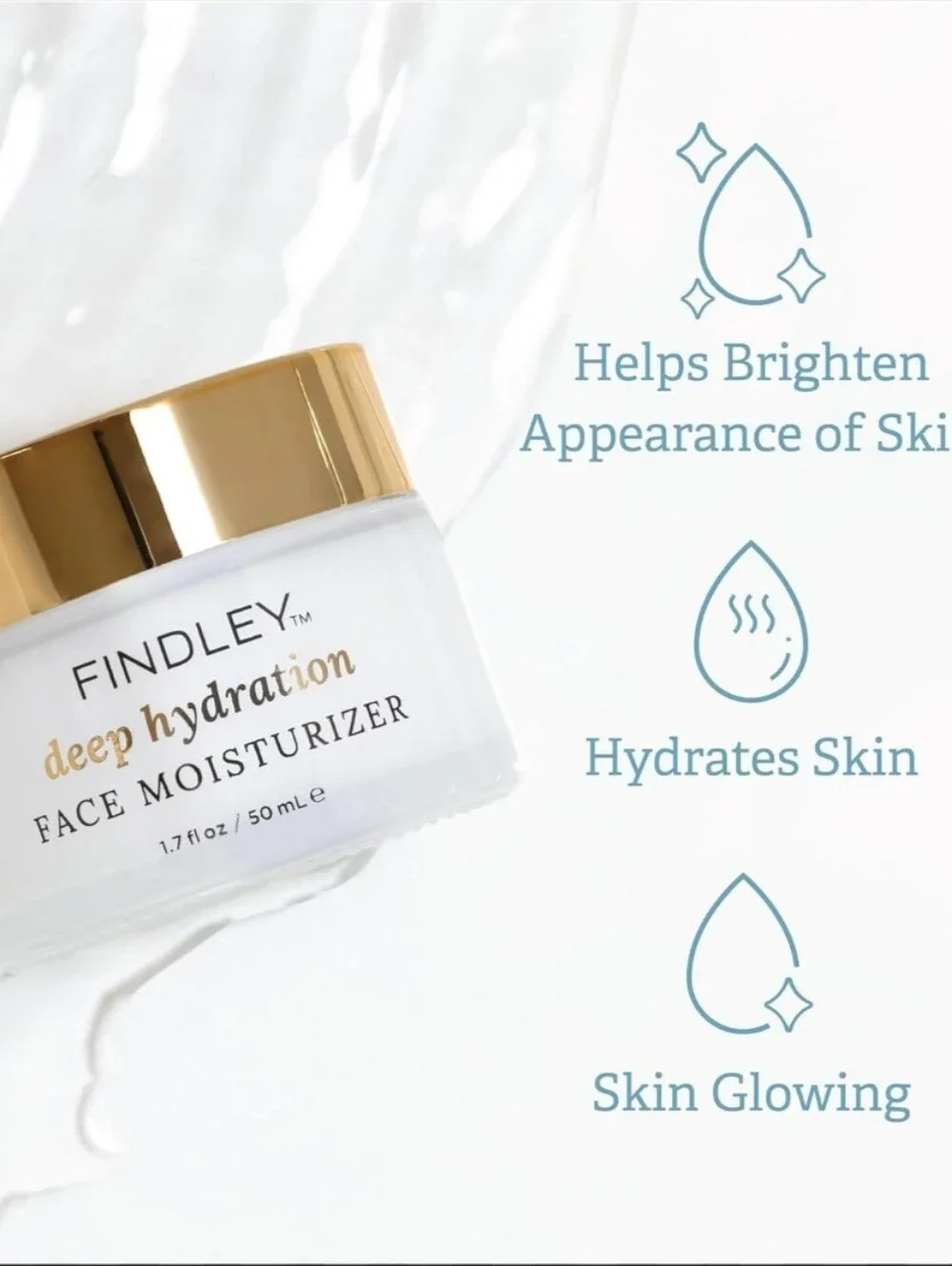 Findley Deep Hydration Face Moisturizer. Hyaluronic & Collagen. NIB. Unisex
